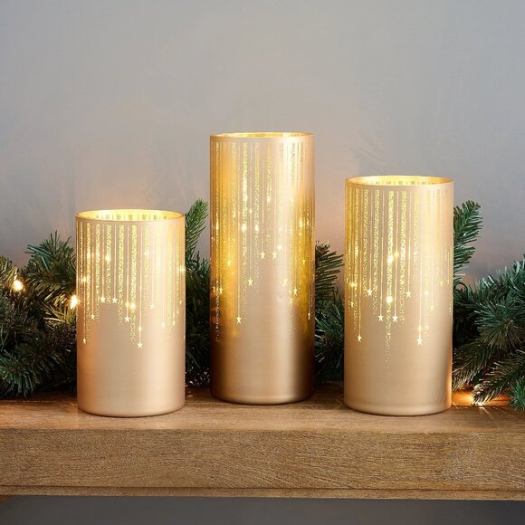 NEW Valerie Parr Hill Set of 3 Gold Hurricanes Candle Holders - Picture 1 of 1